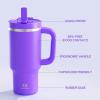 image40 oz Tumbler with Handle and Straw Stainless Steel Insulated Tumbler Keeps Cold for 24 Hours Leakproof Travel Cup Fits in Cup Holder and BPAFree Evening GlowViolet