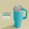 image40 oz Tumbler with Handle and Straw Stainless Steel Insulated Tumbler Keeps Cold for 24 Hours Leakproof Travel Cup Fits in Cup Holder and BPAFree Evening GlowAzure Blue