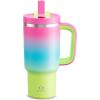 image40 oz Tumbler with Handle and Straw Stainless Steel Insulated Tumbler Keeps Cold for 24 Hours Leakproof Travel Cup Fits in Cup Holder and BPAFree Evening GlowLime Sorbet