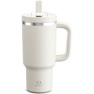 image40 oz Tumbler with Handle and Straw Stainless Steel Insulated Tumbler Keeps Cold for 24 Hours Leakproof Travel Cup Fits in Cup Holder and BPAFree Evening GlowCream Moon