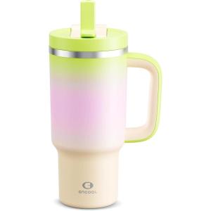 image40 oz Tumbler with Handle and Straw Stainless Steel Insulated Tumbler Keeps Cold for 24 Hours Leakproof Travel Cup Fits in Cup Holder and BPAFree Evening GlowMorning Dew