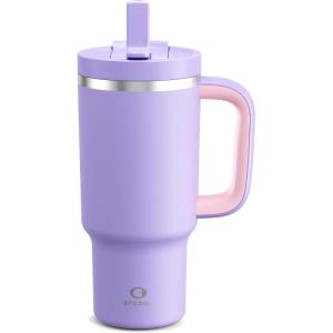 image40 oz Tumbler with Handle and Straw Stainless Steel Insulated Tumbler Keeps Cold for 24 Hours Leakproof Travel Cup Fits in Cup Holder and BPAFree Evening GlowMauve