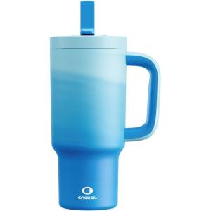 image40 oz Tumbler with Handle and Straw Stainless Steel Insulated Tumbler Keeps Cold for 24 Hours Leakproof Travel Cup Fits in Cup Holder and BPAFree Evening GlowSea