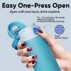 imageENCOOL Insulated Water Bottle with Straw Stainless Steel Water Bottle with Push Button Lid LeakProof ampamp BPAFree Keeps Cold for 24 Hours for Sports Travel Gym 32 oz Hazy BlueBlueSilk Blue