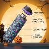 imageENCOOL Insulated Water Bottle with Straw Stainless Steel Water Bottle with Push Button Lid LeakProof ampamp BPAFree Keeps Cold for 24 Hours for Sports Travel Gym 32 oz Hazy BlueBlueFloral Afterlife