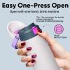 imageENCOOL Insulated Water Bottle with Straw Stainless Steel Water Bottle with Push Button Lid LeakProof ampamp BPAFree Keeps Cold for 24 Hours for Sports Travel Gym 32 oz Hazy BlueBlueOyster Pink