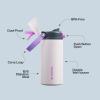 imageENCOOL Insulated Water Bottle with Straw Stainless Steel Water Bottle with Push Button Lid LeakProof ampamp BPAFree Keeps Cold for 24 Hours for Sports Travel Gym 32 oz Hazy BlueBlueOyster Pink