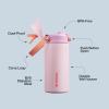 imageENCOOL Insulated Water Bottle with Straw Stainless Steel Water Bottle with Push Button Lid LeakProof ampamp BPAFree Keeps Cold for 24 Hours for Sports Travel Gym 32 oz Hazy BlueBlueLilyRed