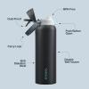 imageENCOOL Insulated Water Bottle with Straw Stainless Steel Water Bottle with Push Button Lid LeakProof ampamp BPAFree Keeps Cold for 24 Hours for Sports Travel Gym 32 oz Hazy BlueBlueTuna GreyGreen