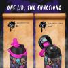 imageENCOOL Insulated Water Bottle with Straw Stainless Steel Water Bottle with Push Button Lid LeakProof ampamp BPAFree Keeps Cold for 24 Hours for Sports Travel Gym 32 oz Hazy BlueBlueTrippy Skulls