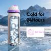 imageENCOOL Insulated Water Bottle with Straw Stainless Steel Water Bottle with Push Button Lid LeakProof ampamp BPAFree Keeps Cold for 24 Hours for Sports Travel Gym 32 oz Hazy BlueBlueOyster Pink