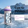 imageENCOOL Insulated Water Bottle with Straw Stainless Steel Water Bottle with Push Button Lid LeakProof ampamp BPAFree Keeps Cold for 24 Hours for Sports Travel Gym 32 oz Hazy BlueBlueOyster Pink