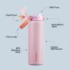 imageENCOOL Insulated Water Bottle with Straw Stainless Steel Water Bottle with Push Button Lid LeakProof ampamp BPAFree Keeps Cold for 24 Hours for Sports Travel Gym 32 oz Hazy BlueBlueLilyRed