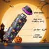 imageENCOOL Insulated Water Bottle with Straw Stainless Steel Water Bottle with Push Button Lid LeakProof ampamp BPAFree Keeps Cold for 24 Hours for Sports Travel Gym 32 oz Hazy BlueBlueMeowgic Night