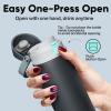 imageENCOOL Insulated Water Bottle with Straw Stainless Steel Water Bottle with Push Button Lid LeakProof ampamp BPAFree Keeps Cold for 24 Hours for Sports Travel Gym 32 oz Hazy BlueBlueTuna GreyGreen