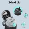 imageENCOOL Insulated Water Bottle with Straw Stainless Steel Water Bottle with Push Button Lid LeakProof ampamp BPAFree Keeps Cold for 24 Hours for Sports Travel Gym 32 oz Hazy BlueBlueTuna GreyGreen