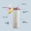 imageInsulated Water Bottle with Straw  Encool Stainless Steel Water Bottle with Push Button Lid LeakProof ampamp BPAFree Keeps Cold for 24 Hours for Sports Travel Gym 32 oz Oil BlackQuill GreyRed