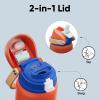 imageInsulated Water Bottle with Straw  Encool Stainless Steel Water Bottle with Push Button Lid LeakProof ampamp BPAFree Keeps Cold for 24 Hours for Sports Travel Gym 32 oz Oil BlackSalmon