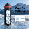 imageInsulated Water Bottle with Straw  Encool Stainless Steel Water Bottle with Push Button Lid LeakProof ampamp BPAFree Keeps Cold for 24 Hours for Sports Travel Gym 32 oz Oil BlackOil Black