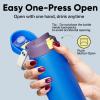 imageInsulated Water Bottle with Straw  Encool Stainless Steel Water Bottle with Push Button Lid LeakProof ampamp BPAFree Keeps Cold for 24 Hours for Sports Travel Gym 32 oz Oil BlackSapphire