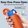 imageInsulated Water Bottle with Straw  Encool Stainless Steel Water Bottle with Push Button Lid LeakProof ampamp BPAFree Keeps Cold for 24 Hours for Sports Travel Gym 32 oz Oil BlackSalmon