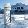 imageInsulated Water Bottle with Straw  Encool Stainless Steel Water Bottle with Push Button Lid LeakProof ampamp BPAFree Keeps Cold for 24 Hours for Sports Travel Gym 32 oz Oil BlackKangaroo Grey