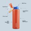 imageInsulated Water Bottle with Straw  Encool Stainless Steel Water Bottle with Push Button Lid LeakProof ampamp BPAFree Keeps Cold for 24 Hours for Sports Travel Gym 32 oz Oil BlackSalmon