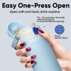 imageInsulated Water Bottle with Straw  Encool Stainless Steel Water Bottle with Push Button Lid LeakProof ampamp BPAFree Keeps Cold for 24 Hours for Sports Travel Gym 32 oz Oil BlackHazy BlueBlue