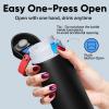 imageInsulated Water Bottle with Straw  Encool Stainless Steel Water Bottle with Push Button Lid LeakProof ampamp BPAFree Keeps Cold for 24 Hours for Sports Travel Gym 32 oz Oil BlackOil Black