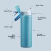imageInsulated Water Bottle with Straw  Encool Stainless Steel Water Bottle with Push Button Lid LeakProof ampamp BPAFree Keeps Cold for 24 Hours for Sports Travel Gym 32 oz Oil BlackSilk Blue