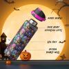 imageInsulated Water Bottle with Straw  Encool Stainless Steel Water Bottle with Push Button Lid LeakProof ampamp BPAFree Keeps Cold for 24 Hours for Sports Travel Gym 32 oz Oil BlackTrippy Skulls