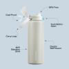 imageInsulated Water Bottle with Straw  Encool Stainless Steel Water Bottle with Push Button Lid LeakProof ampamp BPAFree Keeps Cold for 24 Hours for Sports Travel Gym 32 oz Oil BlackKangaroo Grey
