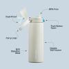 imageInsulated Water Bottle with Straw  Encool Stainless Steel Water Bottle with Push Button Lid LeakProof ampamp BPAFree Keeps Cold for 24 Hours for Sports Travel Gym 32 oz Oil BlackKangaroo Grey
