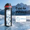 imageInsulated Water Bottle with Straw  Encool Stainless Steel Water Bottle with Push Button Lid LeakProof ampamp BPAFree Keeps Cold for 24 Hours for Sports Travel Gym 32 oz Oil BlackOil Black