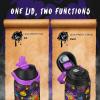 imageInsulated Water Bottle with Straw  Encool Stainless Steel Water Bottle with Push Button Lid LeakProof ampamp BPAFree Keeps Cold for 24 Hours for Sports Travel Gym 32 oz Oil BlackGhost Party