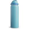 imageInsulated Water Bottle with Straw  Encool Stainless Steel Water Bottle with Push Button Lid LeakProof ampamp BPAFree Keeps Cold for 24 Hours for Sports Travel Gym 32 oz Oil BlackSilk Blue