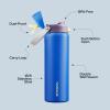 imageInsulated Water Bottle with Straw  Encool Stainless Steel Water Bottle with Push Button Lid LeakProof ampamp BPAFree Keeps Cold for 24 Hours for Sports Travel Gym 32 oz Oil BlackSapphire