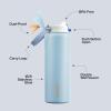 imageInsulated Water Bottle with Straw  Encool Stainless Steel Water Bottle with Push Button Lid LeakProof ampamp BPAFree Keeps Cold for 24 Hours for Sports Travel Gym 32 oz Oil BlackHazy BlueBlue