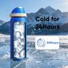 imageInsulated Water Bottle with Straw  Encool Stainless Steel Water Bottle with Push Button Lid LeakProof ampamp BPAFree Keeps Cold for 24 Hours for Sports Travel Gym 32 oz Oil BlackSapphire