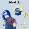 imageInsulated Water Bottle with Straw  Encool Stainless Steel Water Bottle with Push Button Lid LeakProof ampamp BPAFree Keeps Cold for 24 Hours for Sports Travel Gym 32 oz Oil BlackSapphire