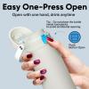 imageInsulated Water Bottle with Straw  Encool Stainless Steel Water Bottle with Push Button Lid LeakProof ampamp BPAFree Keeps Cold for 24 Hours for Sports Travel Gym 32 oz Oil BlackKangaroo Grey