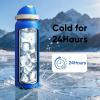 imageInsulated Water Bottle with Straw  Encool Stainless Steel Water Bottle with Push Button Lid LeakProof ampamp BPAFree Keeps Cold for 24 Hours for Sports Travel Gym 32 oz Oil BlackSapphire