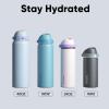 imageInsulated Water Bottle with Straw  Encool Stainless Steel Water Bottle with Push Button Lid LeakProof ampamp BPAFree Keeps Cold for 24 Hours for Sports Travel Gym 32 oz Oil BlackOyster Pink