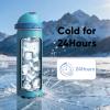 imageInsulated Water Bottle with Straw  Encool Stainless Steel Water Bottle with Push Button Lid LeakProof ampamp BPAFree Keeps Cold for 24 Hours for Sports Travel Gym 32 oz Oil BlackSilk Blue