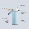 imageInsulated Water Bottle with Straw  Encool Stainless Steel Water Bottle with Push Button Lid LeakProof ampamp BPAFree Keeps Cold for 24 Hours for Sports Travel Gym 32 oz Oil BlackHazy BlueBlue