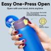 imageInsulated Water Bottle with Straw  Encool Stainless Steel Water Bottle with Push Button Lid LeakProof ampamp BPAFree Keeps Cold for 24 Hours for Sports Travel Gym 32 oz Oil BlackSapphire