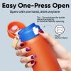 imageInsulated Water Bottle with Straw  Encool Stainless Steel Water Bottle with Push Button Lid LeakProof ampamp BPAFree Keeps Cold for 24 Hours for Sports Travel Gym 32 oz Oil BlackSalmon