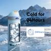 imageInsulated Water Bottle with Straw  Encool Stainless Steel Water Bottle with Push Button Lid LeakProof ampamp BPAFree Keeps Cold for 24 Hours for Sports Travel Gym 32 oz Oil BlackHazy BlueBlue