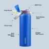 imageInsulated Water Bottle with Straw  Encool Stainless Steel Water Bottle with Push Button Lid LeakProof ampamp BPAFree Keeps Cold for 24 Hours for Sports Travel Gym 32 oz Oil BlackSapphire