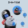 imageInsulated Water Bottle with Straw  Encool Stainless Steel Water Bottle with Push Button Lid LeakProof ampamp BPAFree Keeps Cold for 24 Hours for Sports Travel Gym 32 oz Oil BlackOil Black